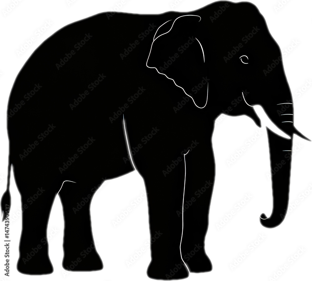 Fototapeta premium elephant animal silhouette transparent background illustration vector logo design digital icon symbol sign
