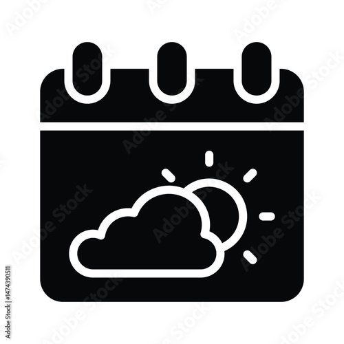 A calendar showing weather predictions for specific days