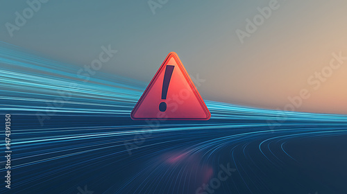 Warning sign with digital highway alert.