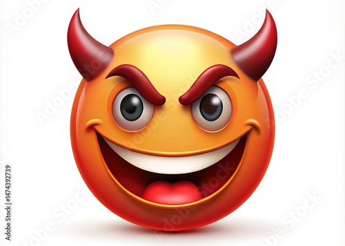 A Mischievous Smiling Emoji Face With A Devil Horns, Representing Playful Mischief
