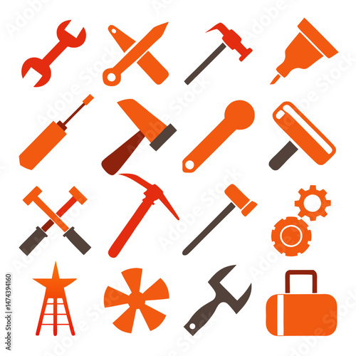 Collection of various tool icons on a white background