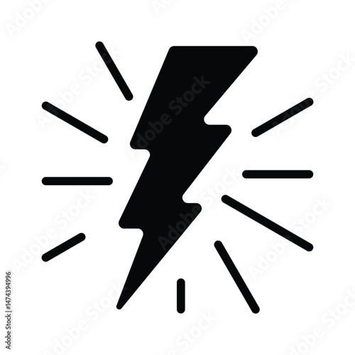 A bold lightning bolt, symbolizing stormy weather or electricity.