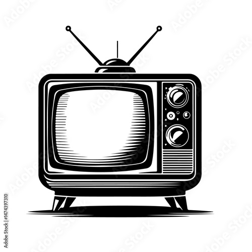 Vintage TV Silhouette with Antennas