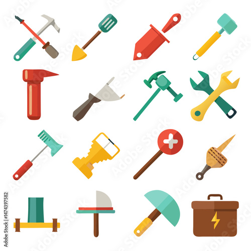 Collection of tools for construction and repair services flat design