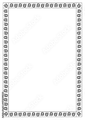 Foto Black and White Greek Pattern A4 Frame, grecian Egyptian floral plant border bir