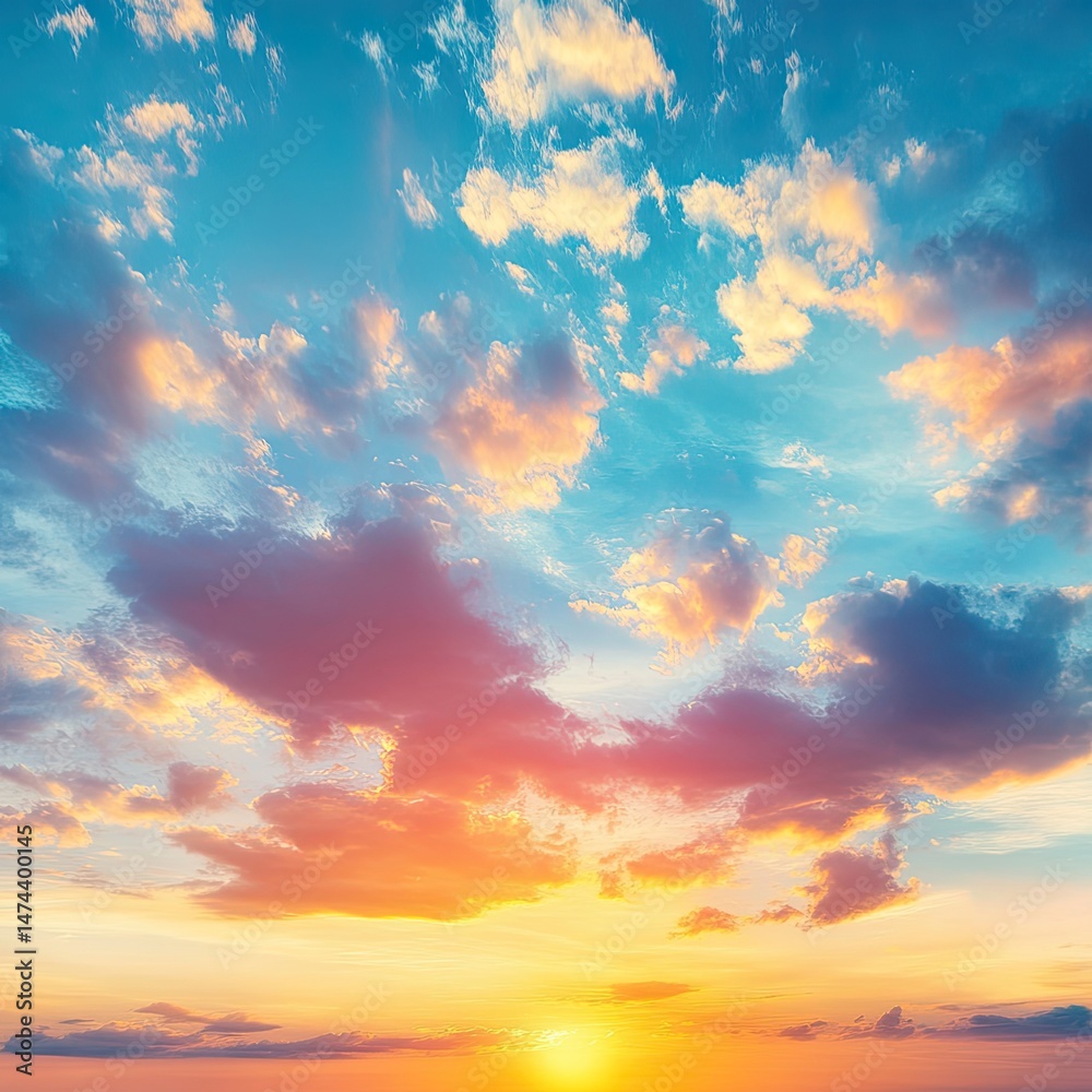 Obraz premium Vibrant sunset sky with colorful clouds