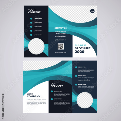 Business corporate tri-fold brochure template, digital marketing brochure vector template, creative business tri fold brochure vector template or company profile brochure