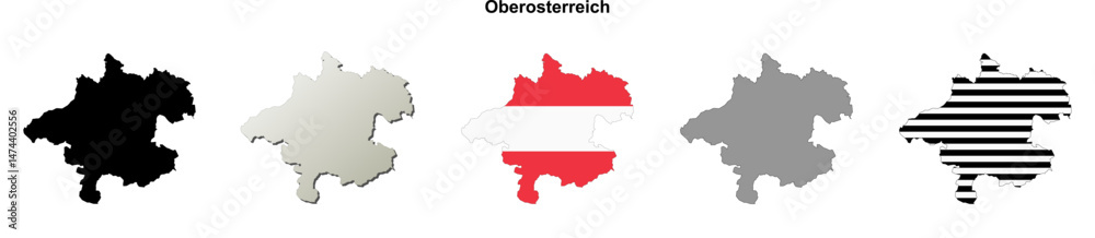Obraz premium Oberosterreich state blank outline map set