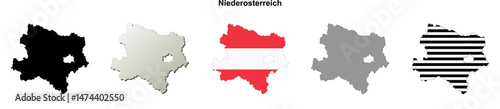 Niederosterreich state blank outline map set