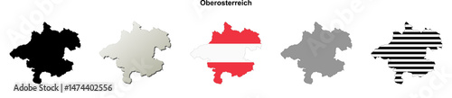 Oberosterreich state blank outline map set
