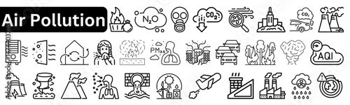 Air Pollution Awareness – Line Icon Pack