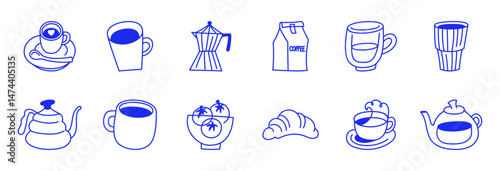 Vector logo design template and graphic elements for advertising, branding, posters and banners, funny cartoon illustrations, prints and stickers, brunch cafe , bakery and coffee shops concepts