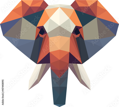 simple polygon elephant head illustration