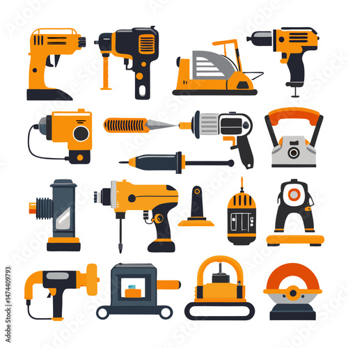 Construction tool equipment vector illustration for building and repair