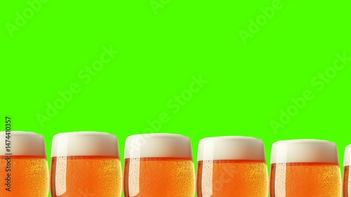 Loop video of the glasses of beer on alpha channel
