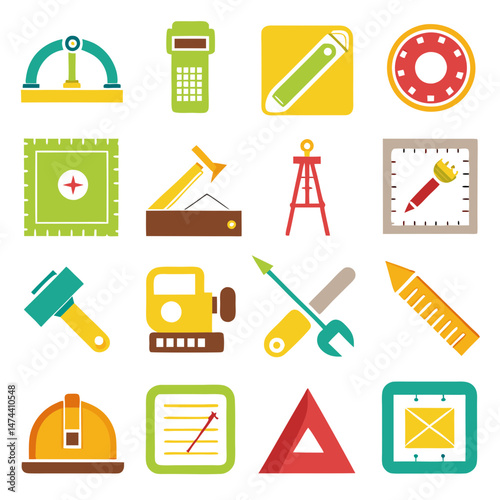 Vector Construction Icons Set, Isolated on White Background