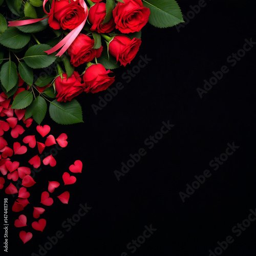 red roses on black background