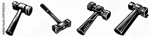 Sledgehammer. Construction Tools Builder Repair Renovation Worker Clipart Line Art Vector Illustration. Hefty mallet a weighty tool for demolition construction impactful force.