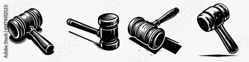 Rubber Mallet. Construction Tools Builder Repair Renovation Worker Clipart Line Art Vector Illustration. Resilient impact tool non marring hammering device for craft project usage.