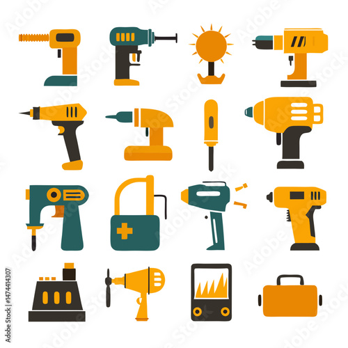 Collection of power tools vector icons for design