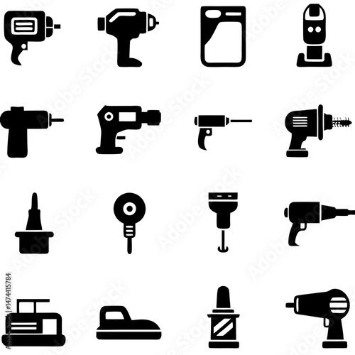 Variety of tool and equipment icons in vector format