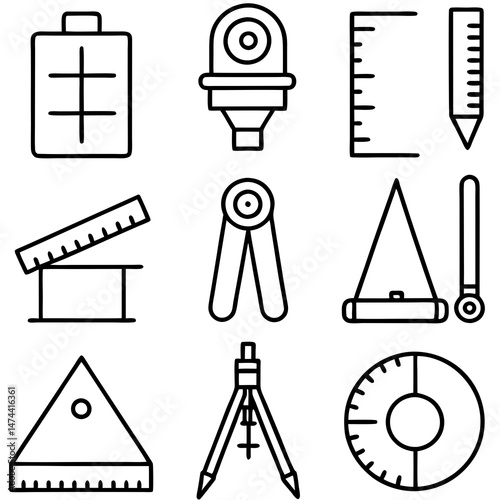 Architectural tools in black outline: a blueprint for success