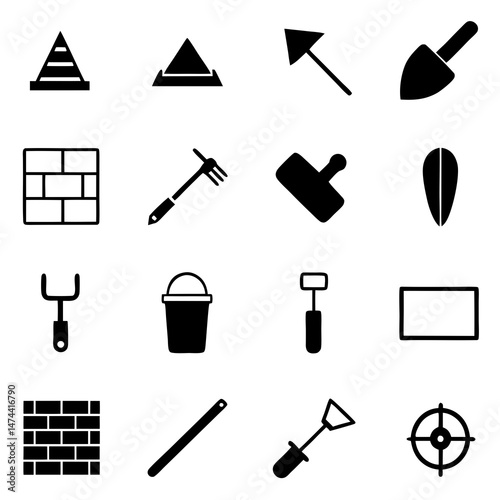 Construction and building tools set in flat icon style