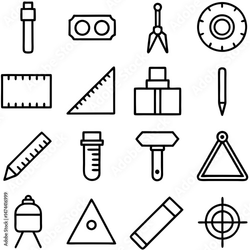 Assorted drafting and engineering tools on a clean backdrop