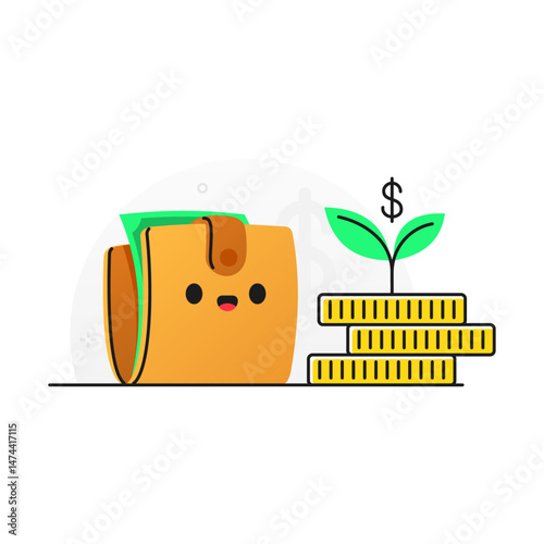 Wallet with Money and Investment Growth Illustration