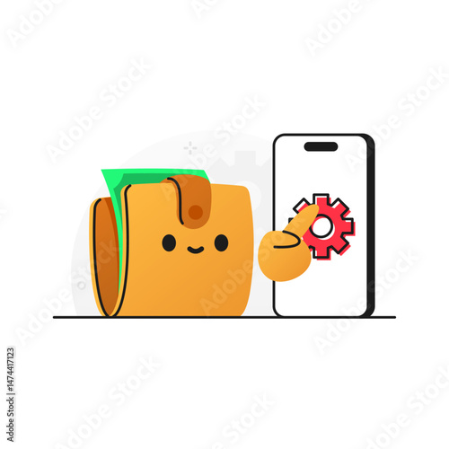 Cute Digital Wallet with Mobile Settings