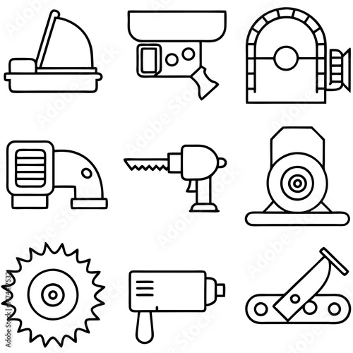 Vector Illustration of Construction and Woodworking Tools Icons Set