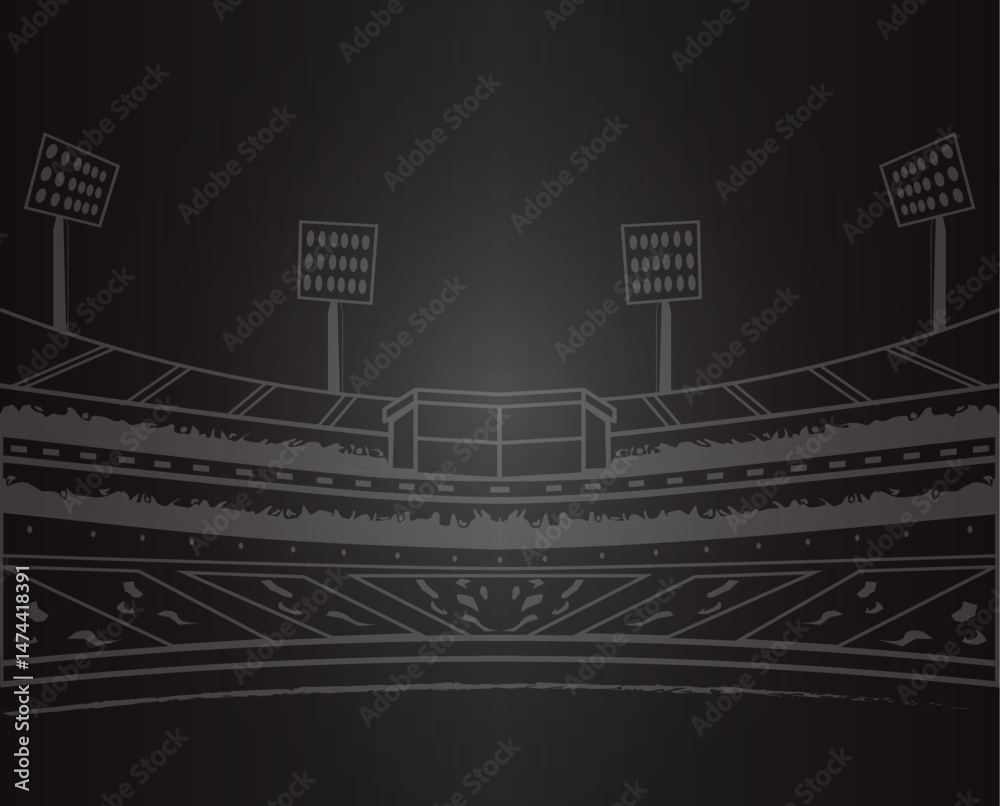 Fototapeta premium Dark Empty Sports Stadium Background with Floodlights