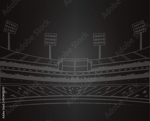 Dark Empty Sports Stadium Background with Floodlights