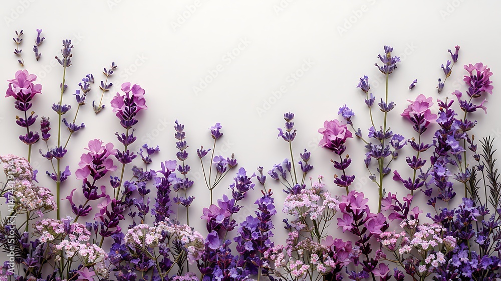Naklejka premium Hand drawn lavender blooms and foliage high resolution picture