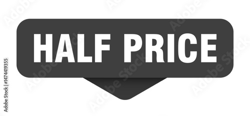 half price sticker. half price sign on transparent background