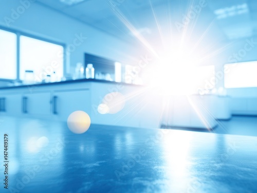 Shiny laboratory interior with bright sunlight