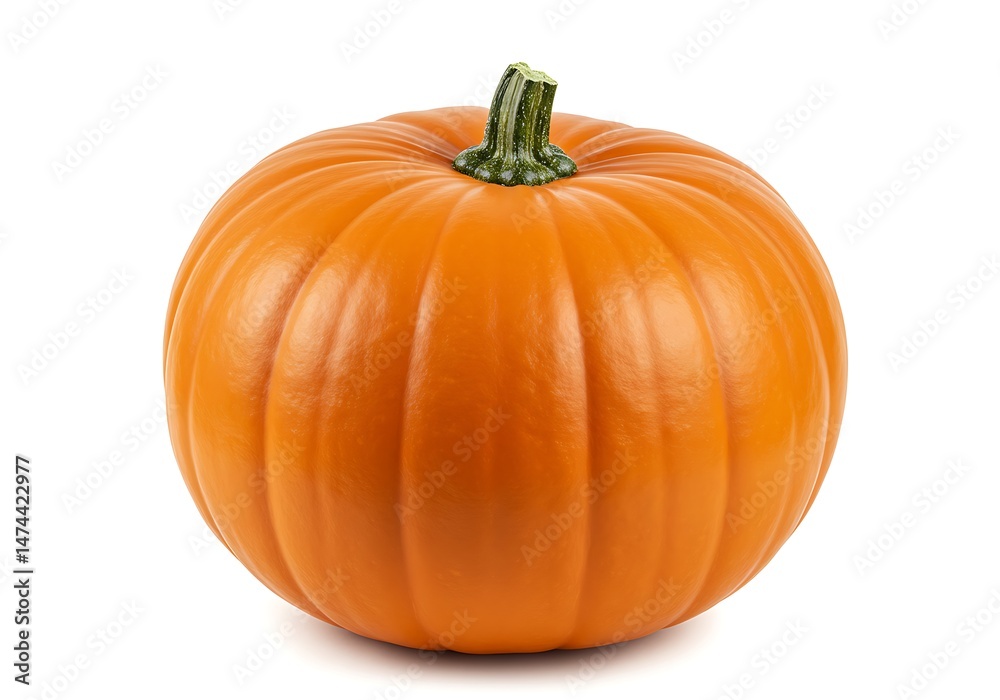 Obraz premium A single orange pumpkin isolated against a white background