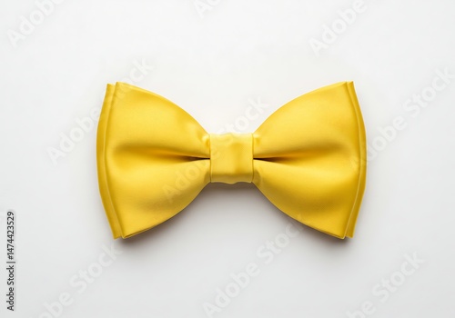 Isolated yellow bow tie on a plain white background shot