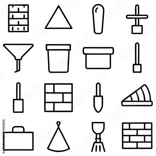 Construction related vector art icons in a pattern