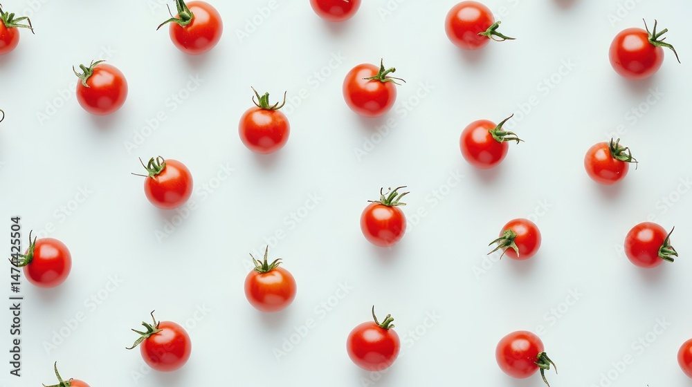 Fresh Cherry Tomatoes Pattern on White Fresh Cherry Tomatoes Pattern on White