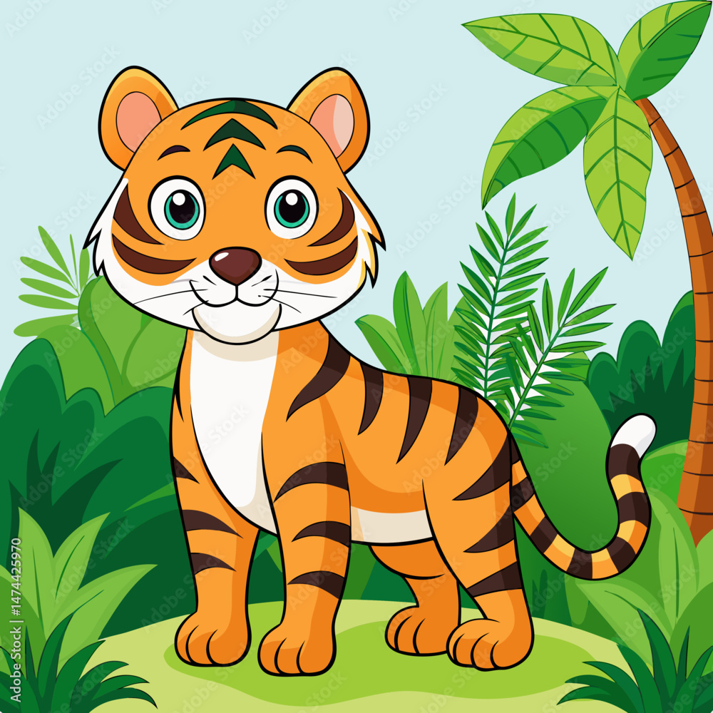 Majestic Tiger in Jungle Vector Art Majestic Tiger in Jungle Vector Art