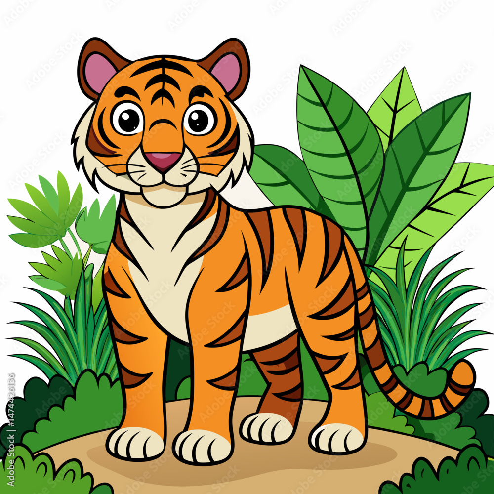 Majestic Tiger in Jungle Vector Art Majestic Tiger in Jungle Vector Art
