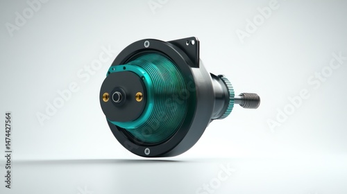 Modern, teal-colored industrial motor