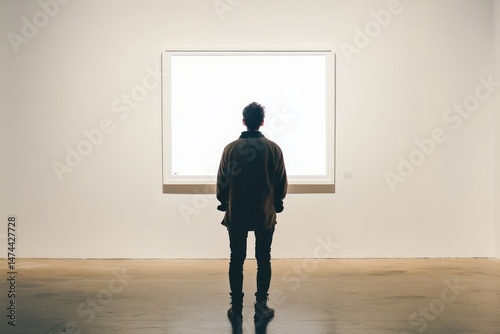 Person contemplating artwork
