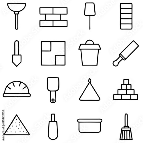 Construction and renovation tool icons for design and projects