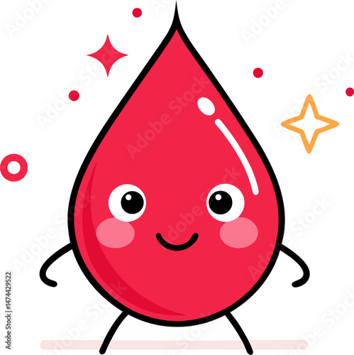 A bright red drop with sparkle effect representing courage and care for blood cancer awareness campaign  