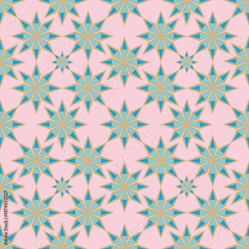 Geometric flower pattern for background, for fabric, seamless pattern.