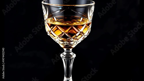 A beautifully crafted liquor cocktail mixed with gin and tequila, served in an elegant yet moderately luxurious glass. The glass should be aesthetically pleasing with intricate yet subtle designs. photo