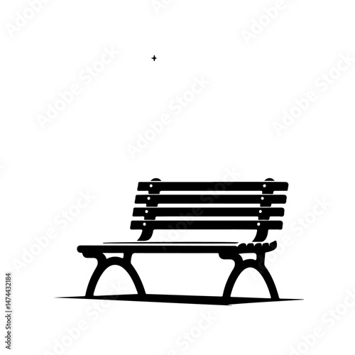 Park Bench Silhouette with Shadow