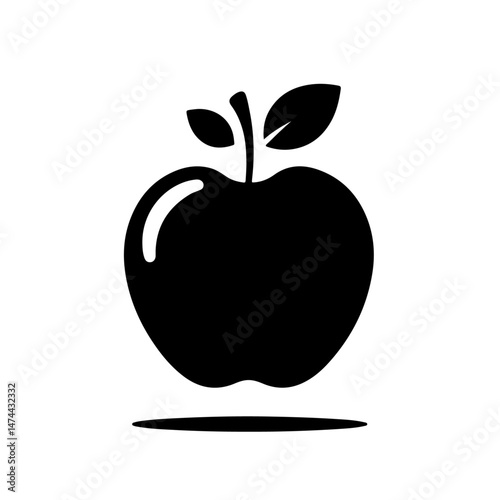 Apple with Leaf Silhouette for Fruit and Health Design